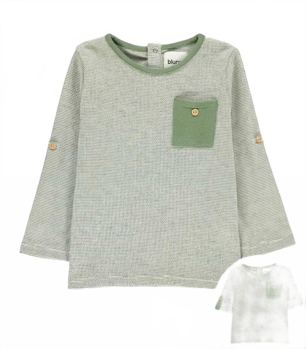 NEW BLUNE kids fair-isle medina sweatshirt with roll-up sleeves in grey